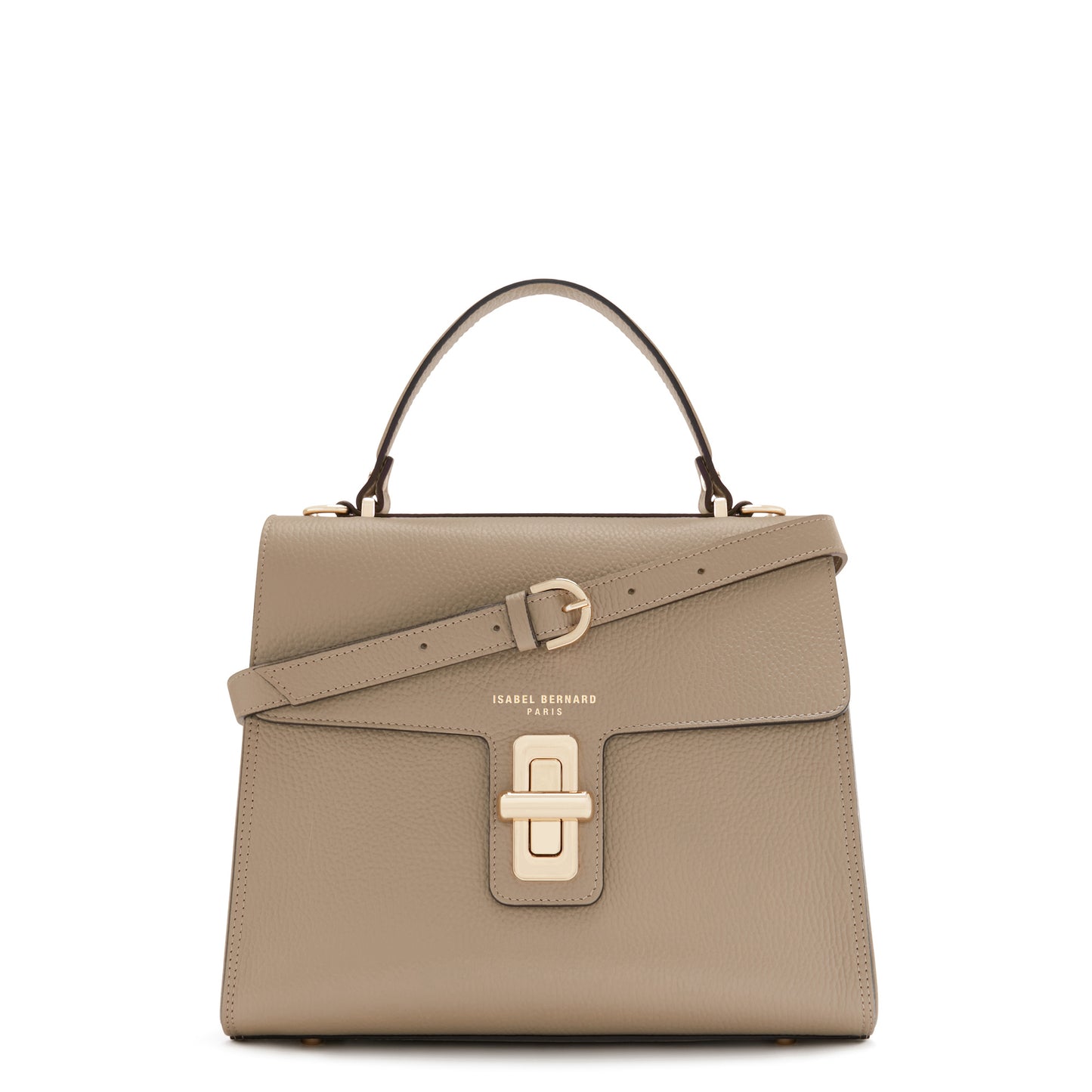 Femme Forte Simone Midi taupe leather handbag calfskin leather -  - Isabel Bernard