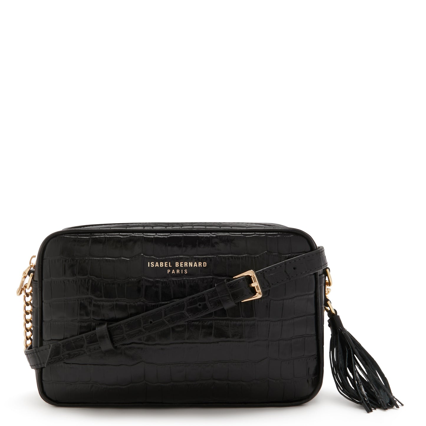 Honoré Lucie croco black calfskin leather crossbody bag -  - Isabel Bernard