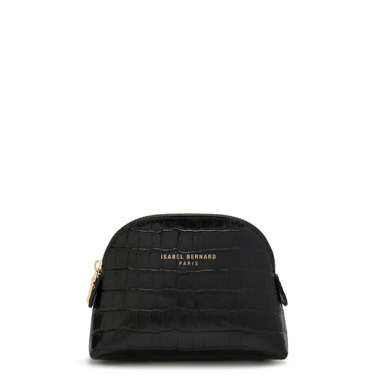 Honoré Babette croco black calfskin leather toiletry bag -  - Isabel Bernard