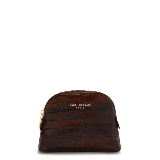 Honoré Babette croco brown calfskin leather toiletry bag -  - Isabel Bernard