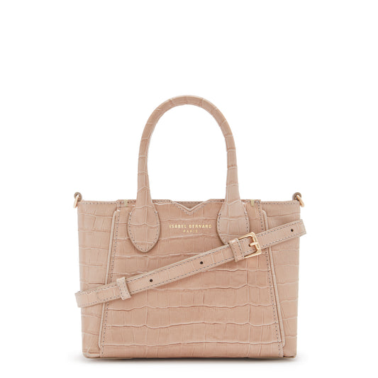 Honoré Cloe Mini croco beige calfskin leather handbag -  - Isabel Bernard