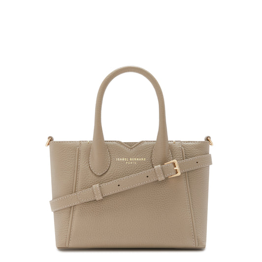 Honoré Cloe Mini taupe calfskin leather handbag -  - Isabel Bernard