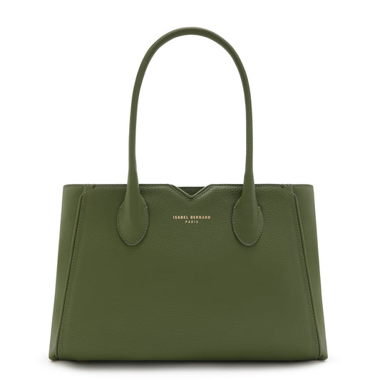 Honoré Cloe Midi green calfskin leather handbag -  - Isabel Bernard