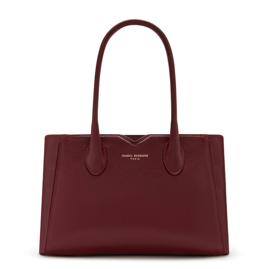 Honoré Cloe Midi bordeaux red calfskin leather handbag -  - Isabel Bernard