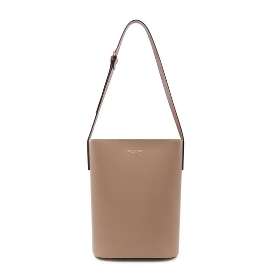 Honoré Lora taupe calfskin leather shoulder bag with laptop compartment -  - Isabel Bernard