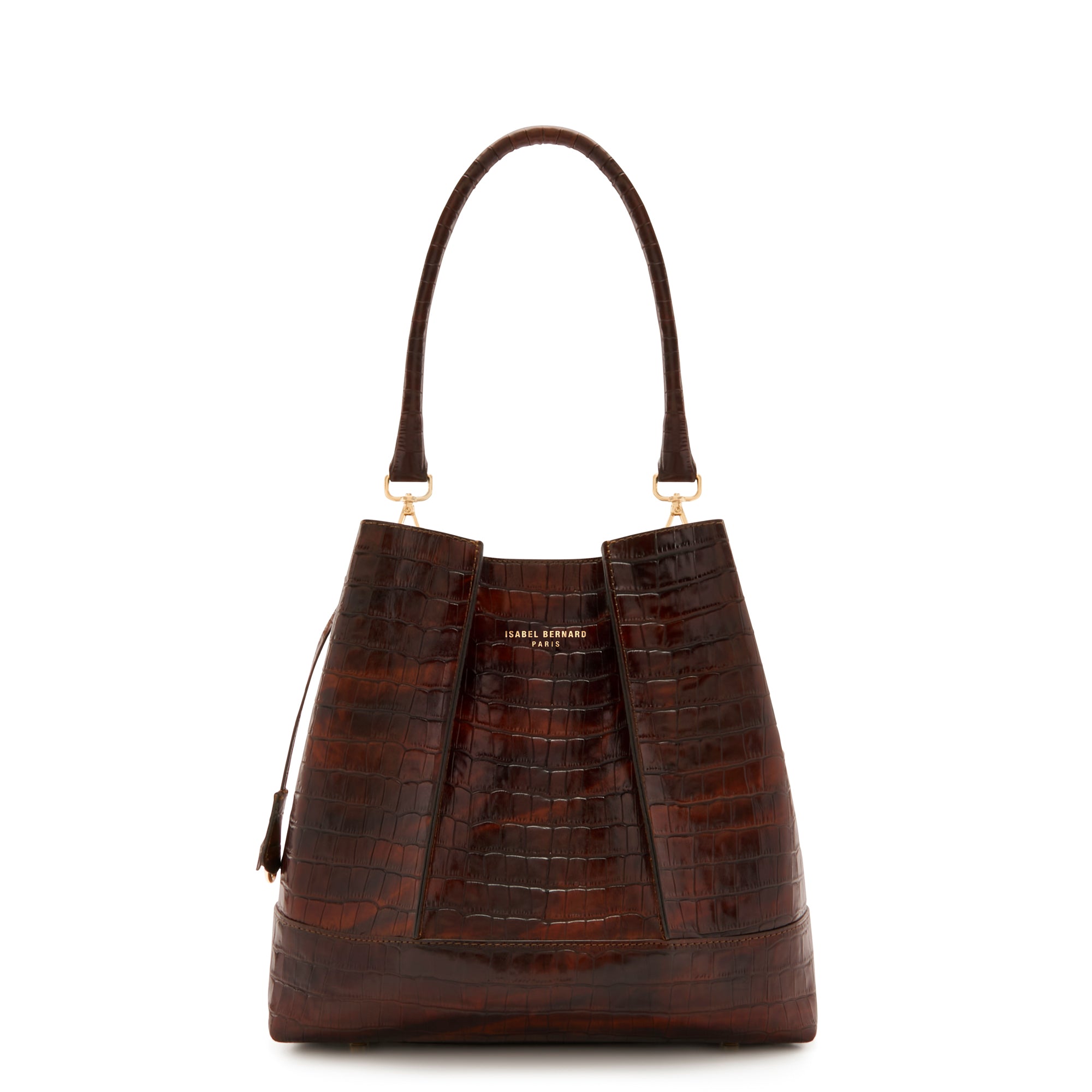 croco brown calfskin leather handbag IB25074-230 - Isabel Bernard