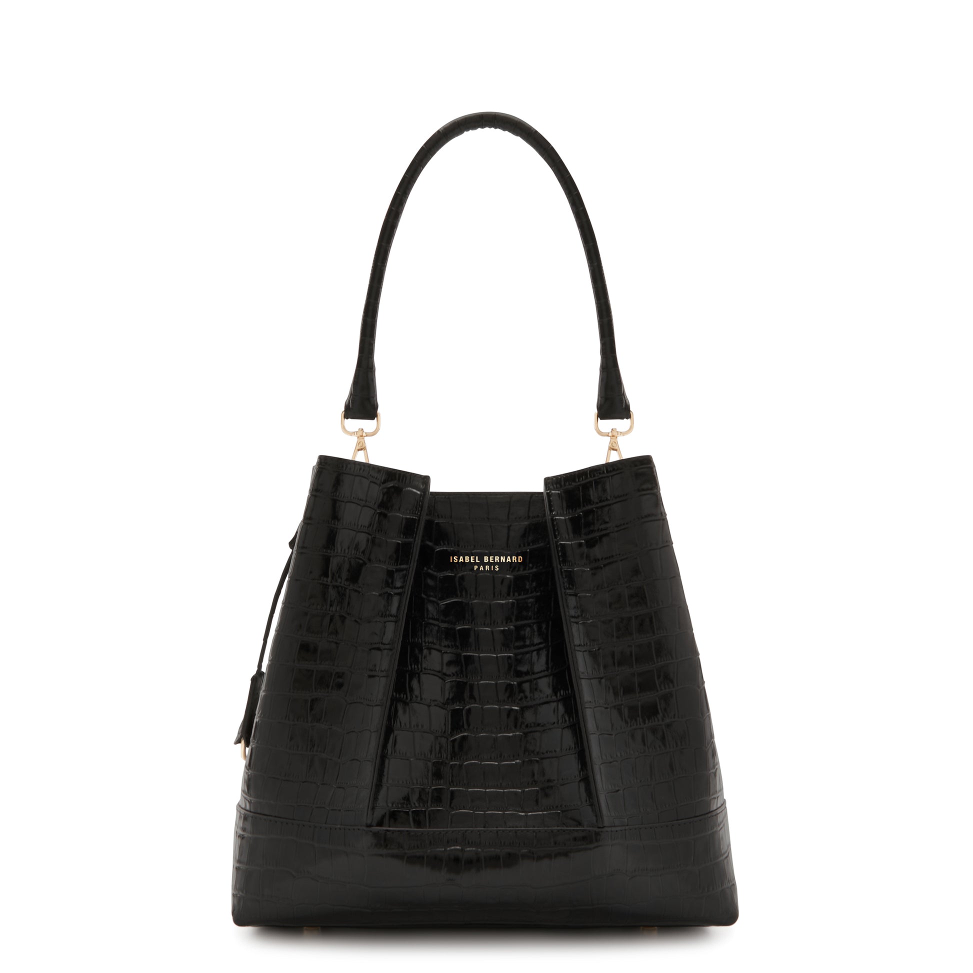 Femme Forte Macie croco black calfskin leather handbag -  - Isabel Bernard