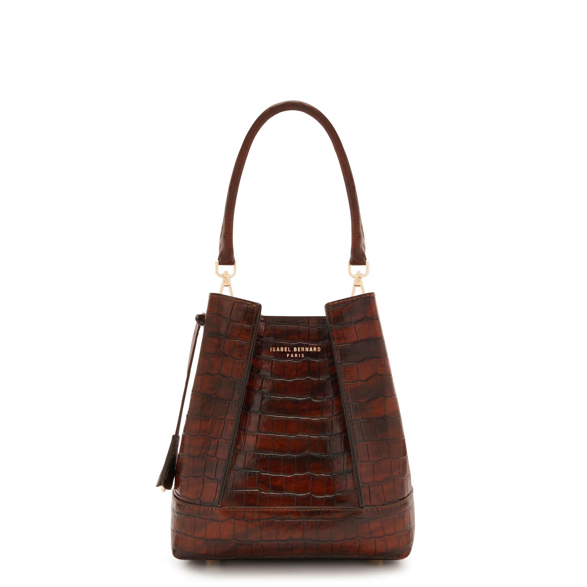 Femme Forte Minette croco brown calfskin leather handbag -  - Isabel Bernard