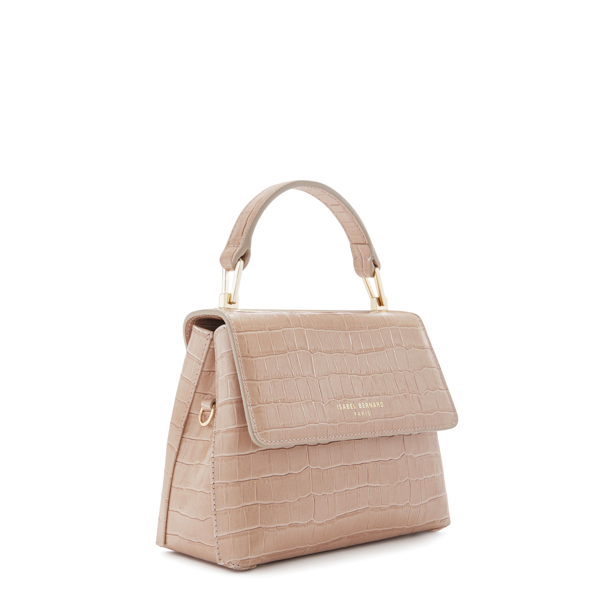 Femme Forte Heline croco beige calfskin leather handbag -  - Isabel Bernard