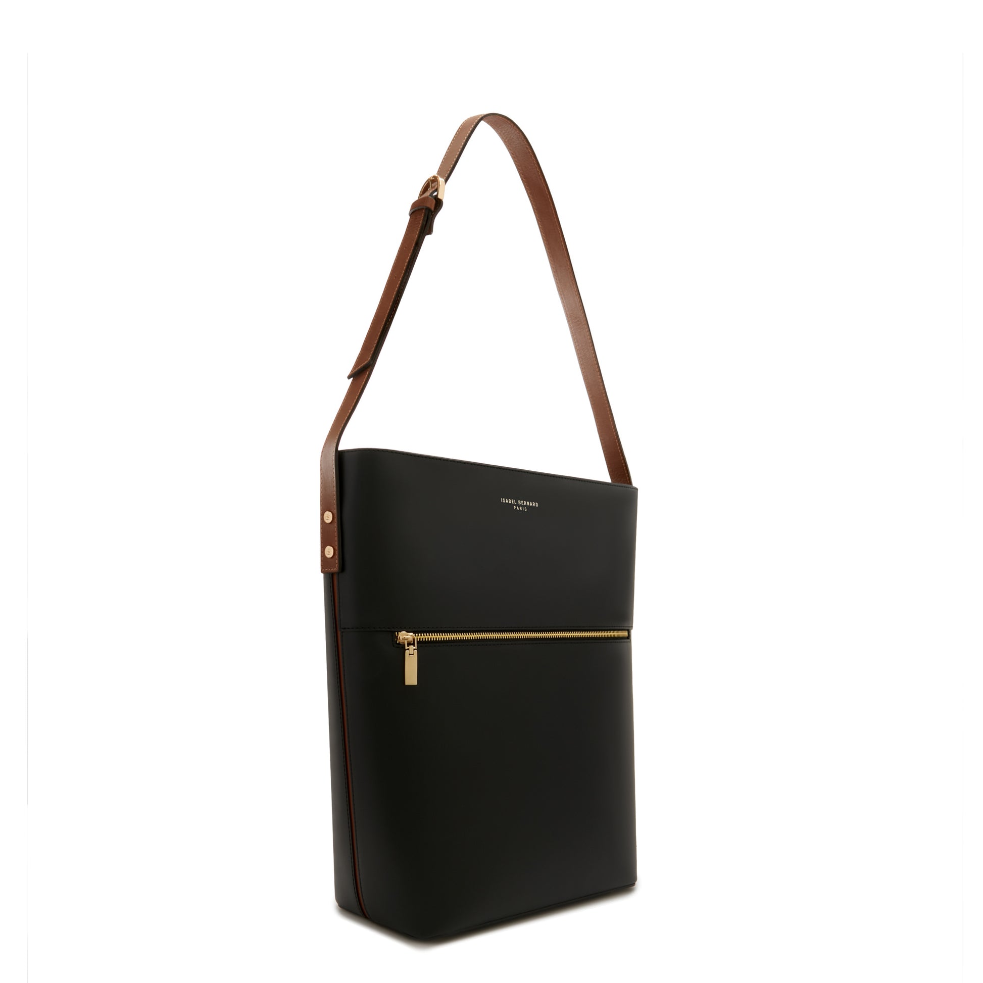 Honoré Flora black calfskin leather shoulder bag with laptop compartment -  - Isabel Bernard