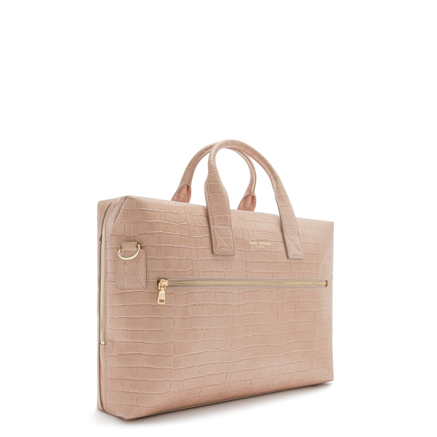 Honoré Anique croco beige calfskin leather handbag with laptop compartment -  - Isabel Bernard