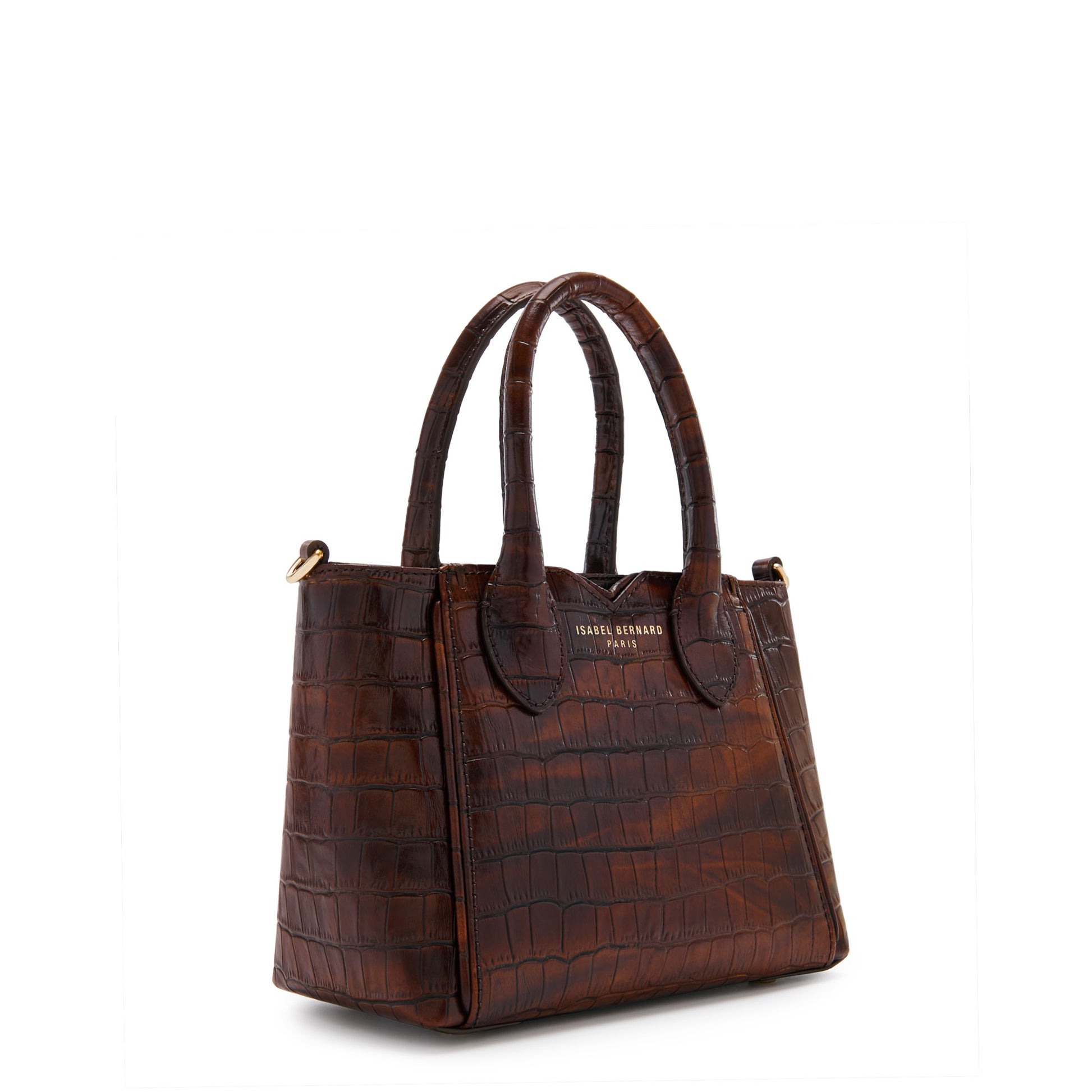 Honoré Cloe Mini croco brown calfskin leather handbag -  - Isabel Bernard