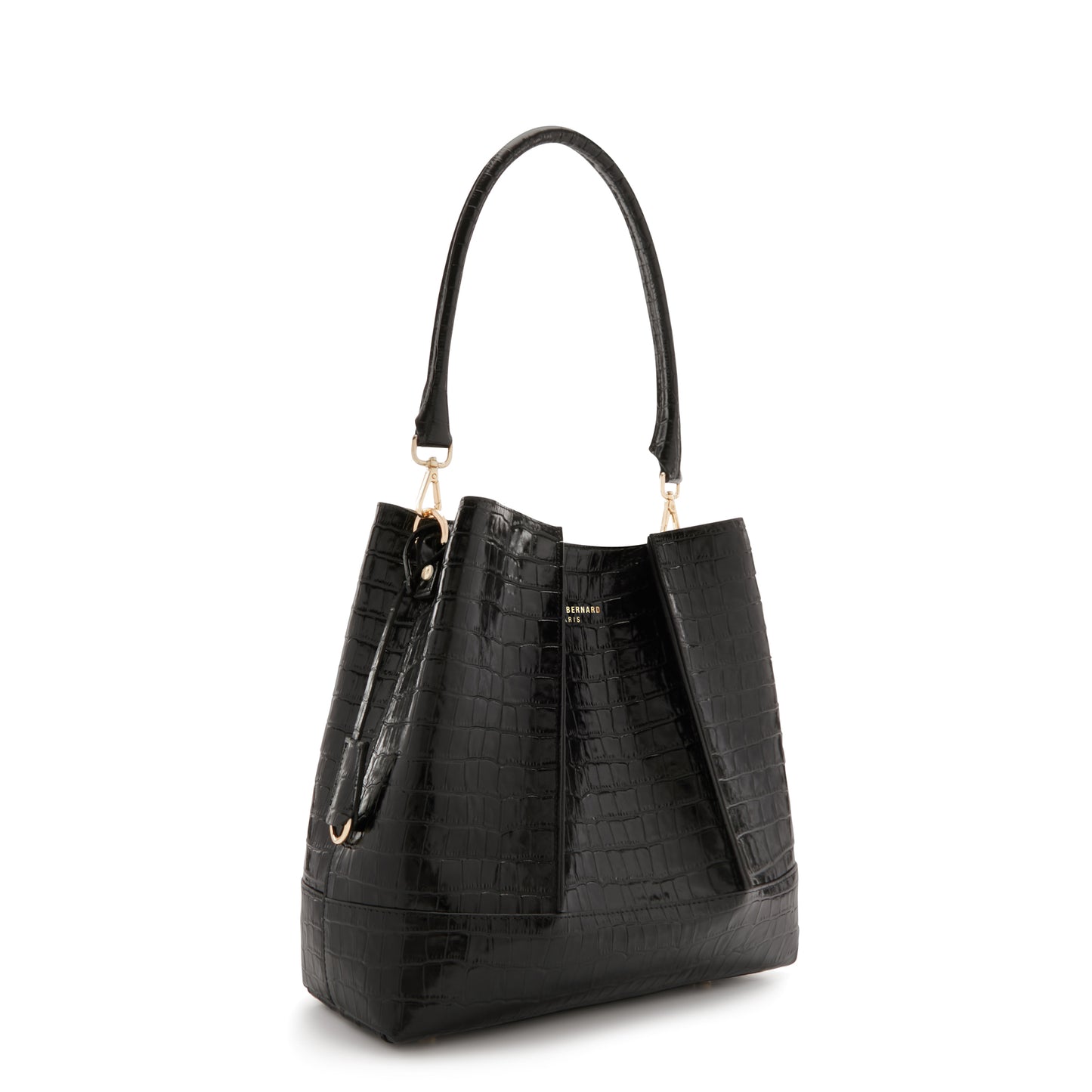 Femme Forte Macie croco black calfskin leather handbag -  - Isabel Bernard