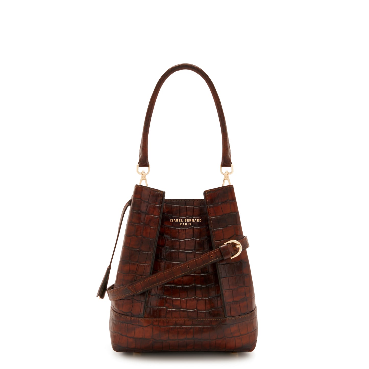 Femme Forte Minette croco brown calfskin leather handbag -  - Isabel Bernard