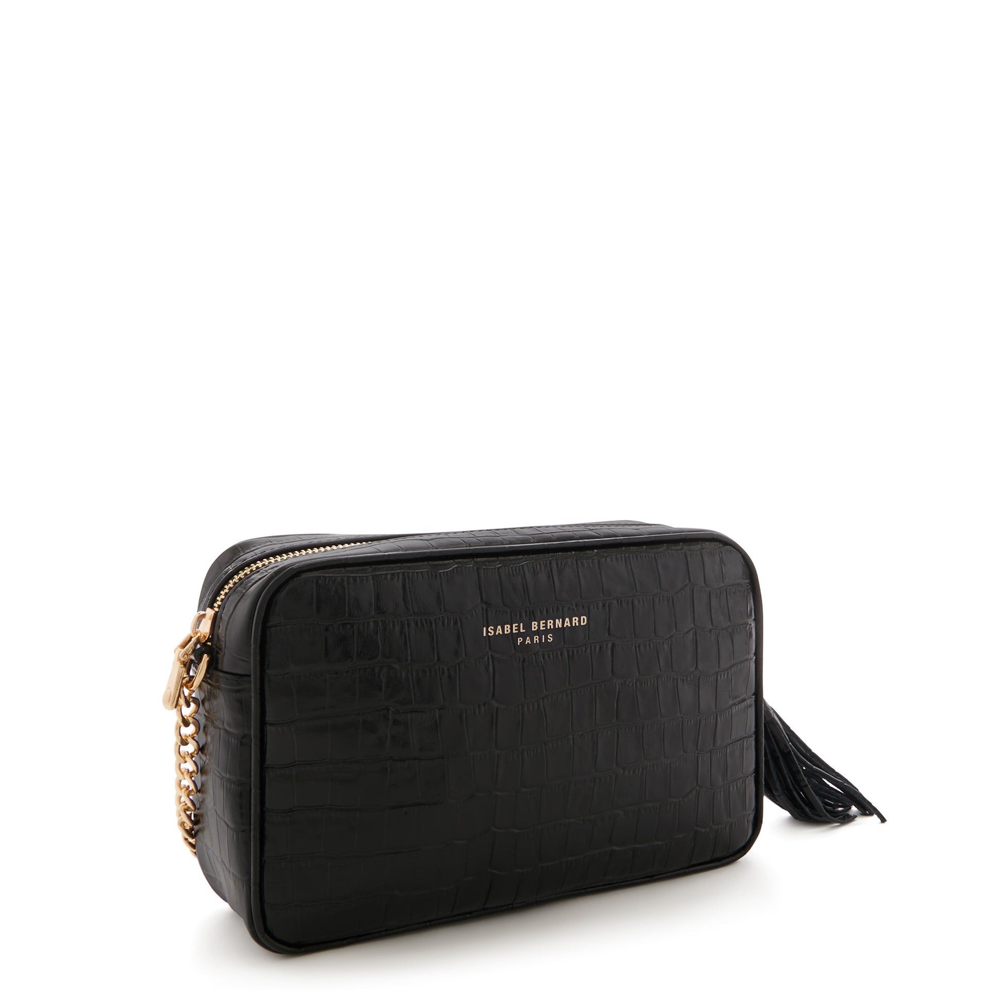 Honoré Lucie croco black calfskin leather crossbody bag -  - Isabel Bernard