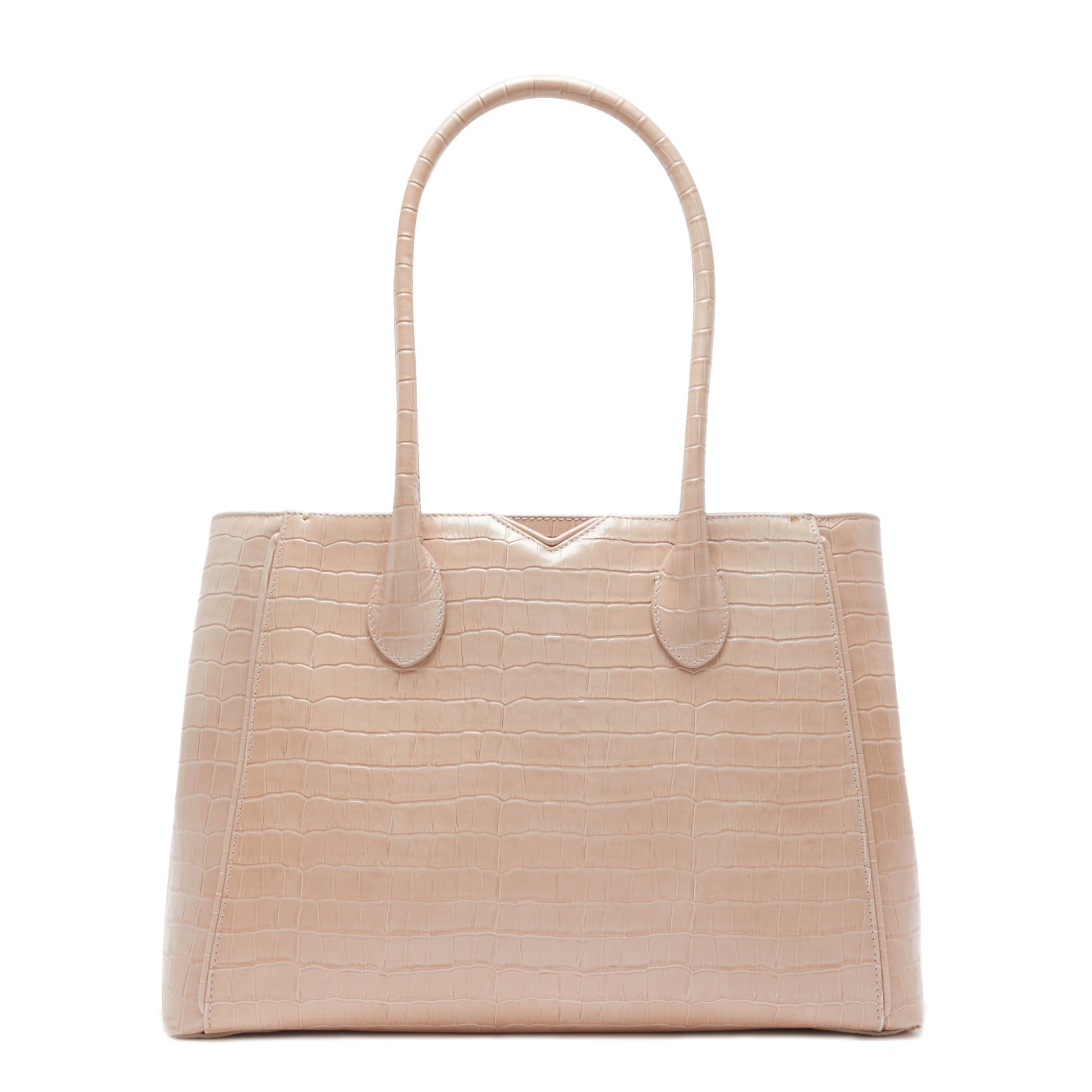 Honoré Cloe croco beige calfskin leather handbag -  - Isabel Bernard