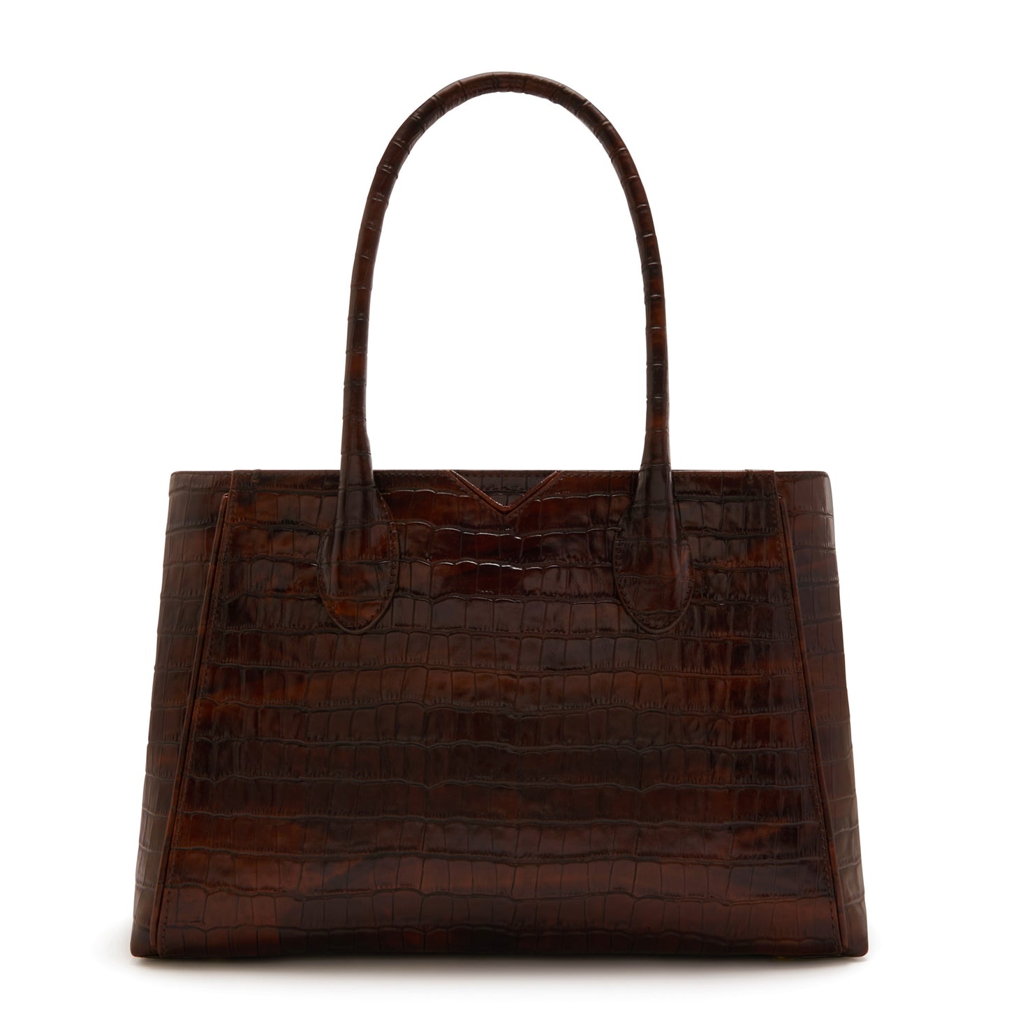 Honoré Cloe Midi croco brown calfskin leather handbag -  - Isabel Bernard