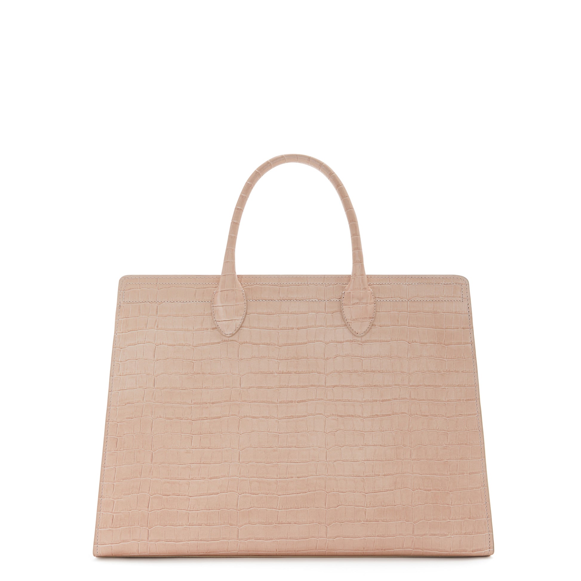 Honoré Nadine croco beige calfskin leather handbag with laptop compartment -  - Isabel Bernard