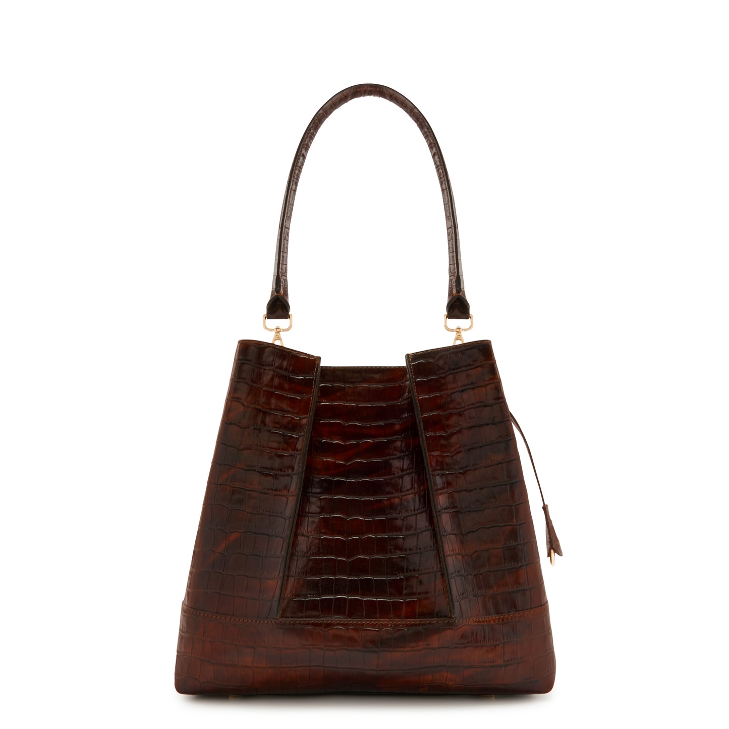 Femme Forte Macie croco brown calfskin leather handbag -  - Isabel Bernard