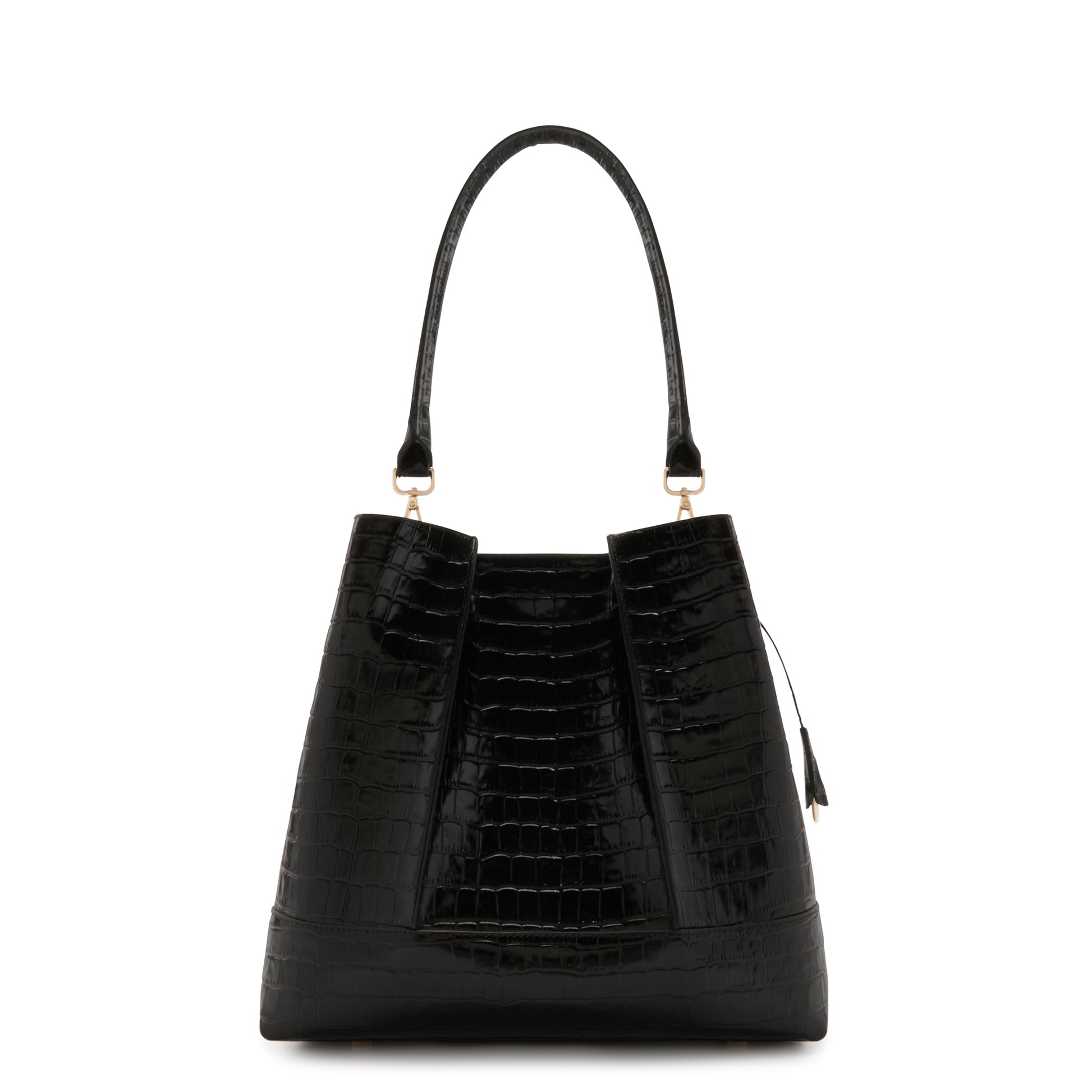 Femme Forte Macie croco black calfskin leather handbag -  - Isabel Bernard