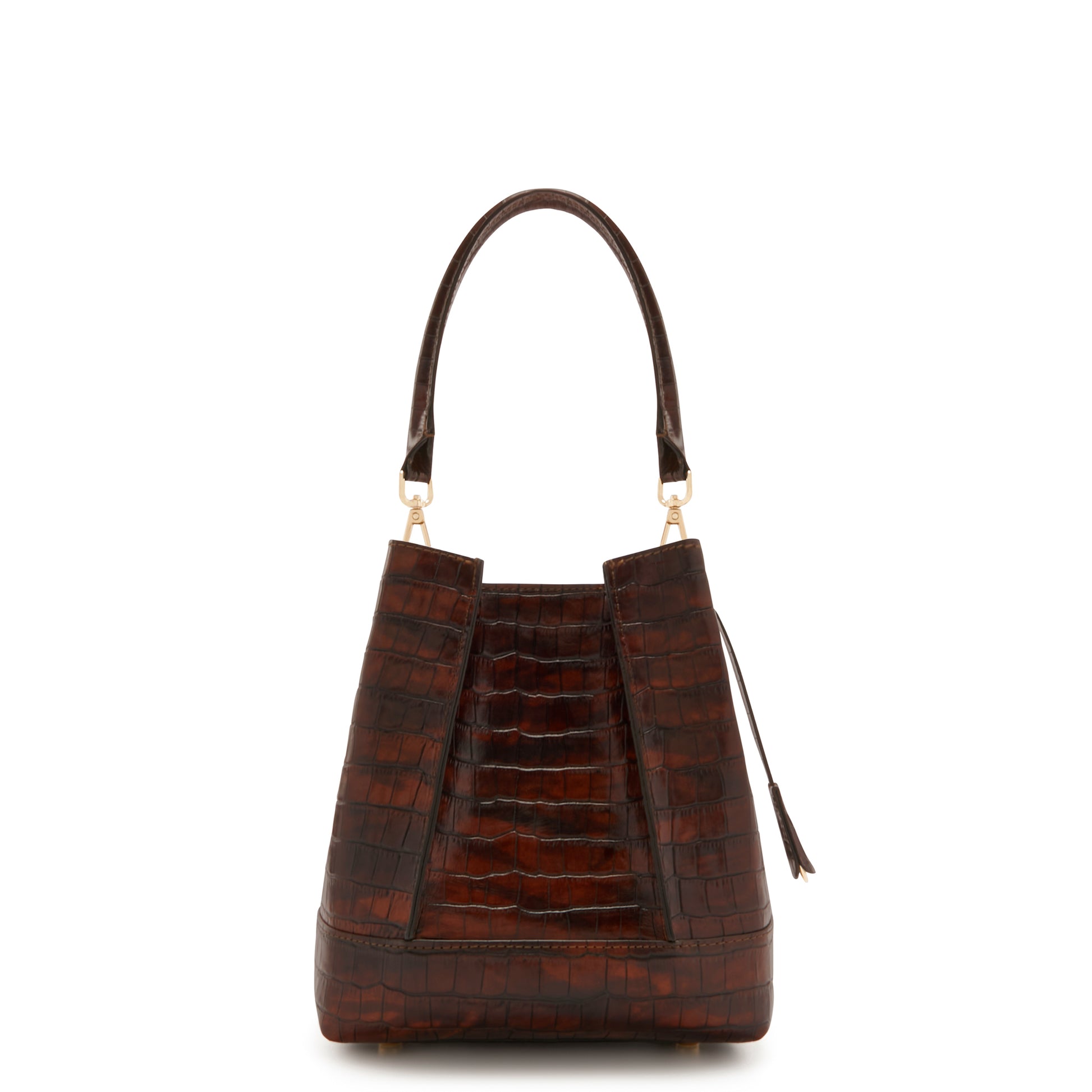 Femme Forte Minette croco brown calfskin leather handbag -  - Isabel Bernard