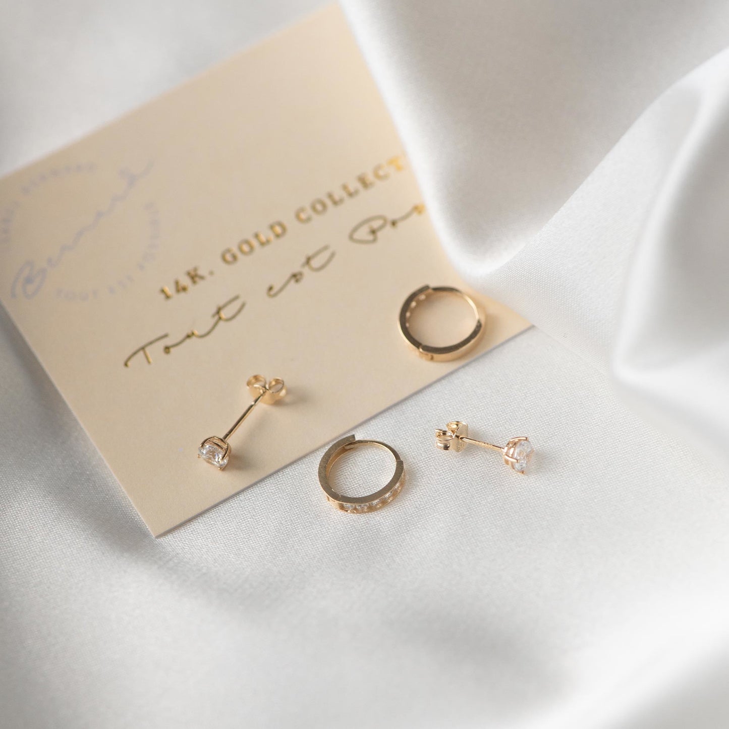 Le Marais Tiphaine 14 karat gold hoop earrings with zirconia stones -  - Isabel Bernard