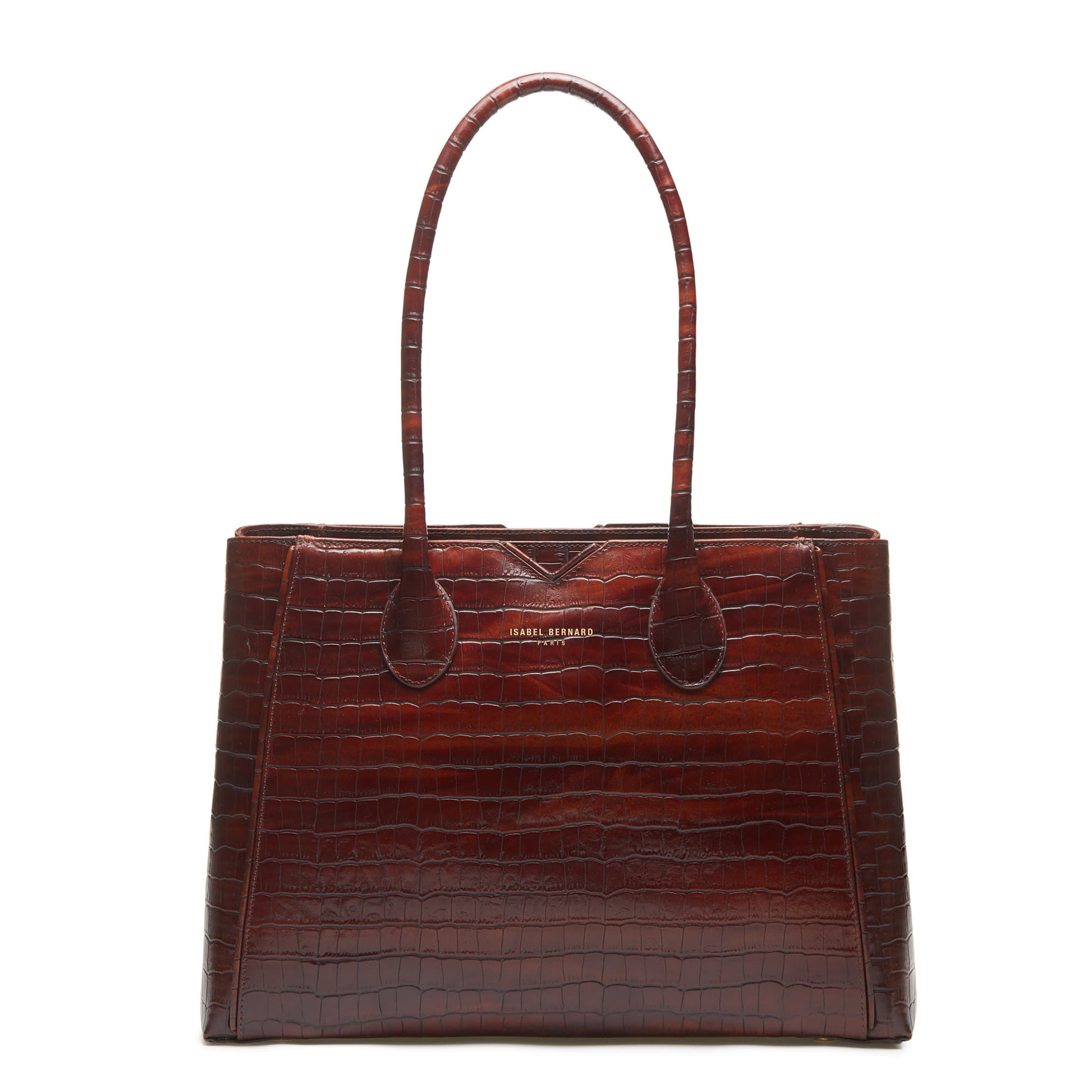 Honoré Cloe croco brown calfskin leather handbag -  - Isabel Bernard