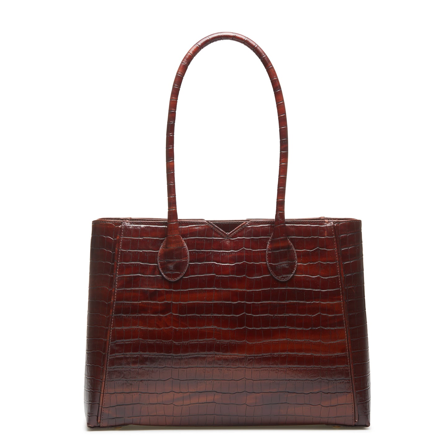 Honoré Cloe croco brown calfskin leather handbag -  - Isabel Bernard