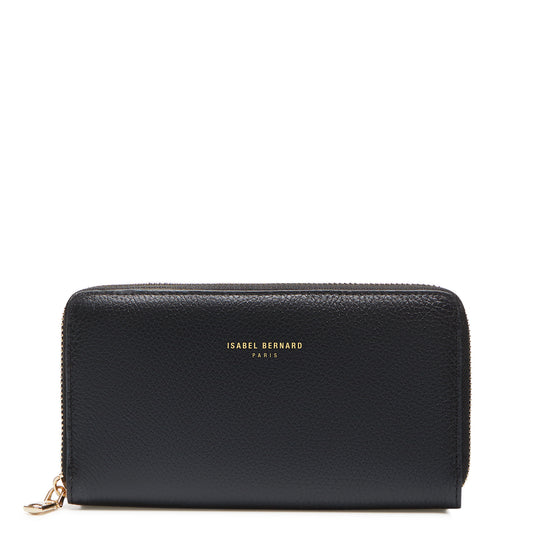 Honoré Léa black calfskin leather zipper wallet -  - Isabel Bernard