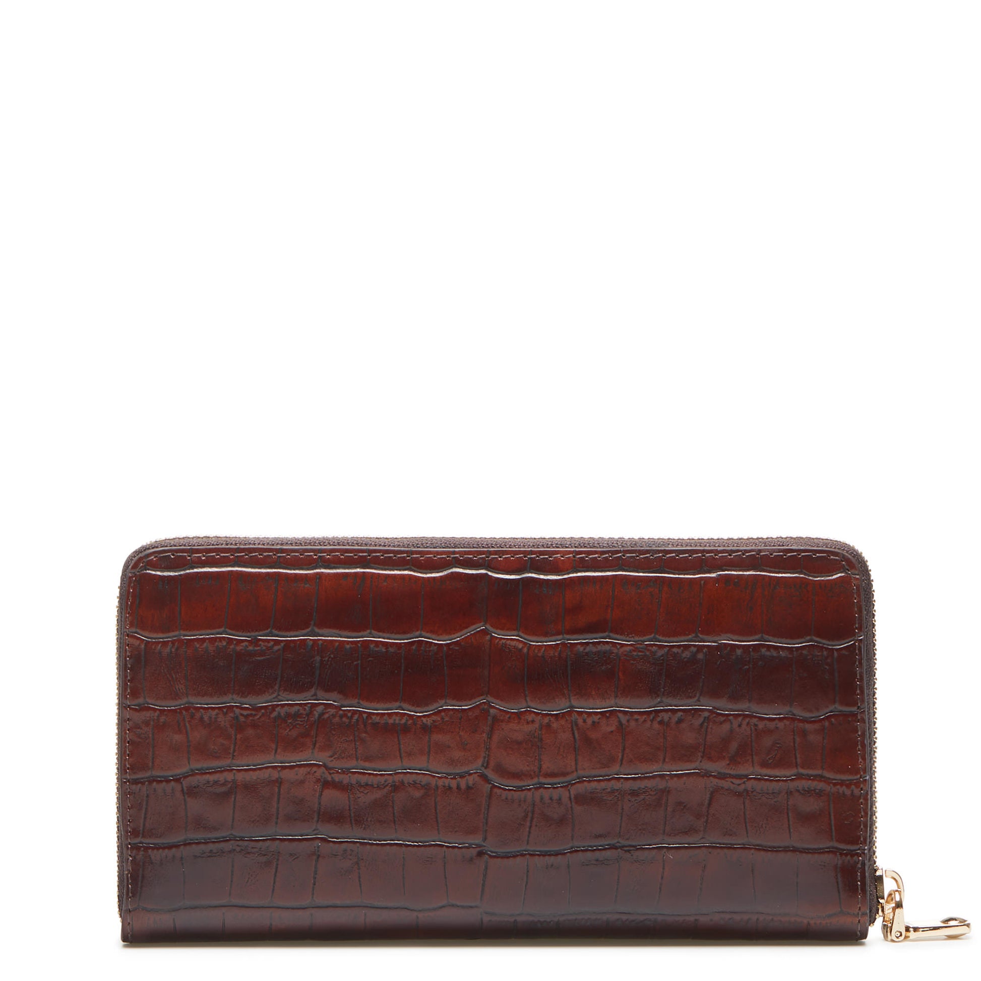 Honoré Léa croco brown calfskin leather zipper wallet -  - Isabel Bernard