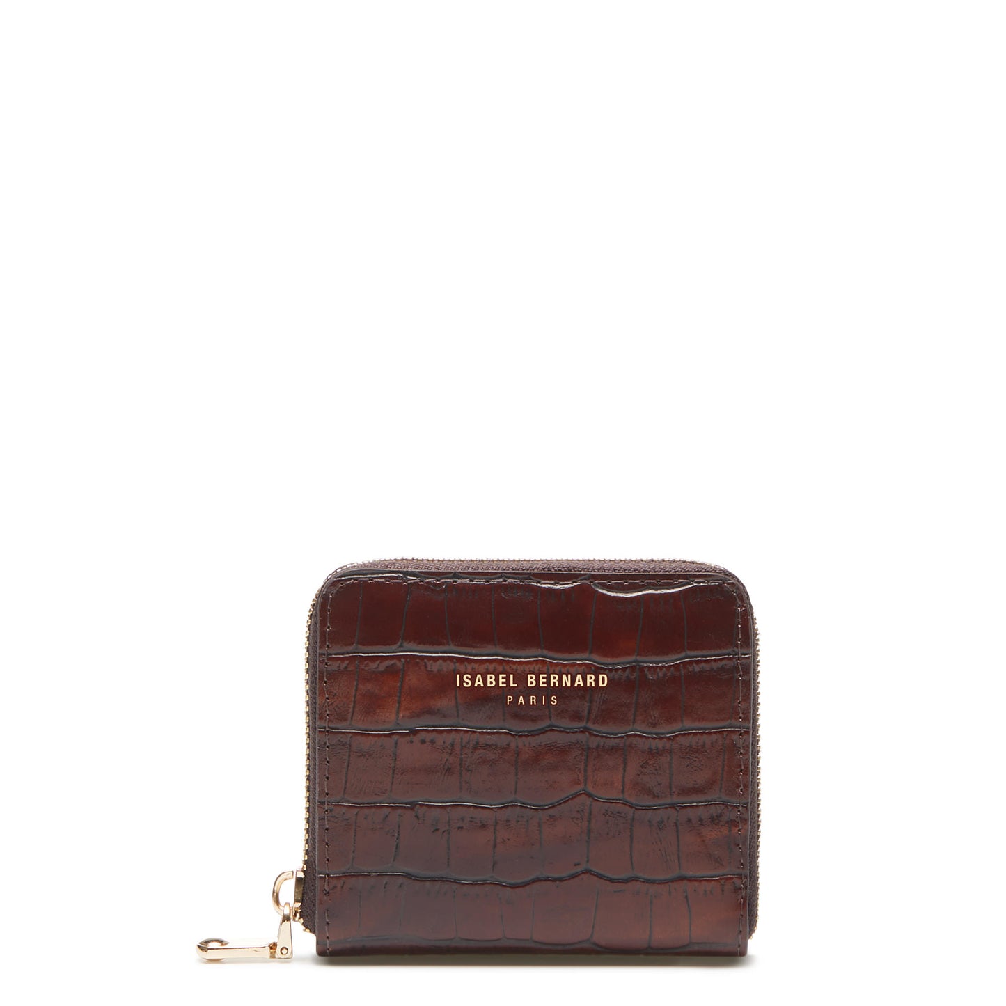 Honoré Jules croco brown calfskin leather zipper wallet -  - Isabel Bernard