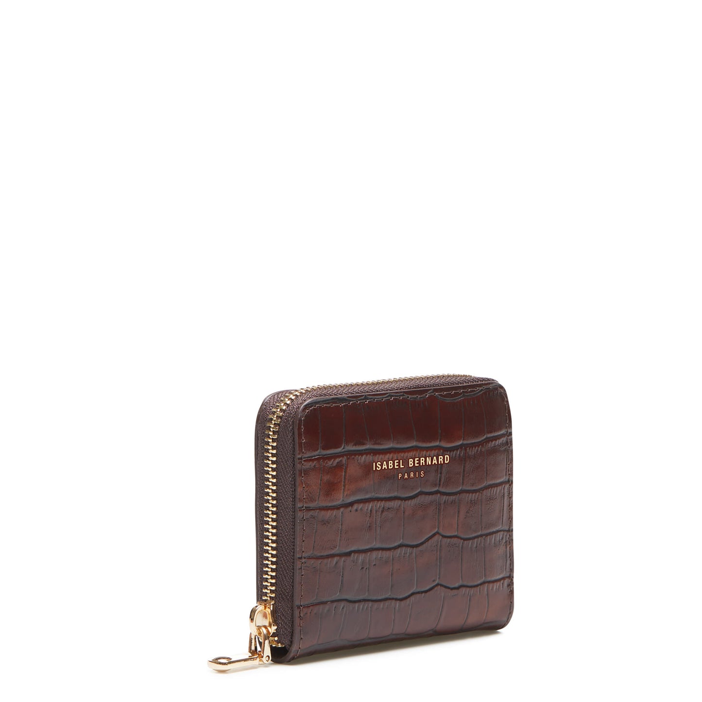 Honoré Jules croco brown calfskin leather zipper wallet -  - Isabel Bernard