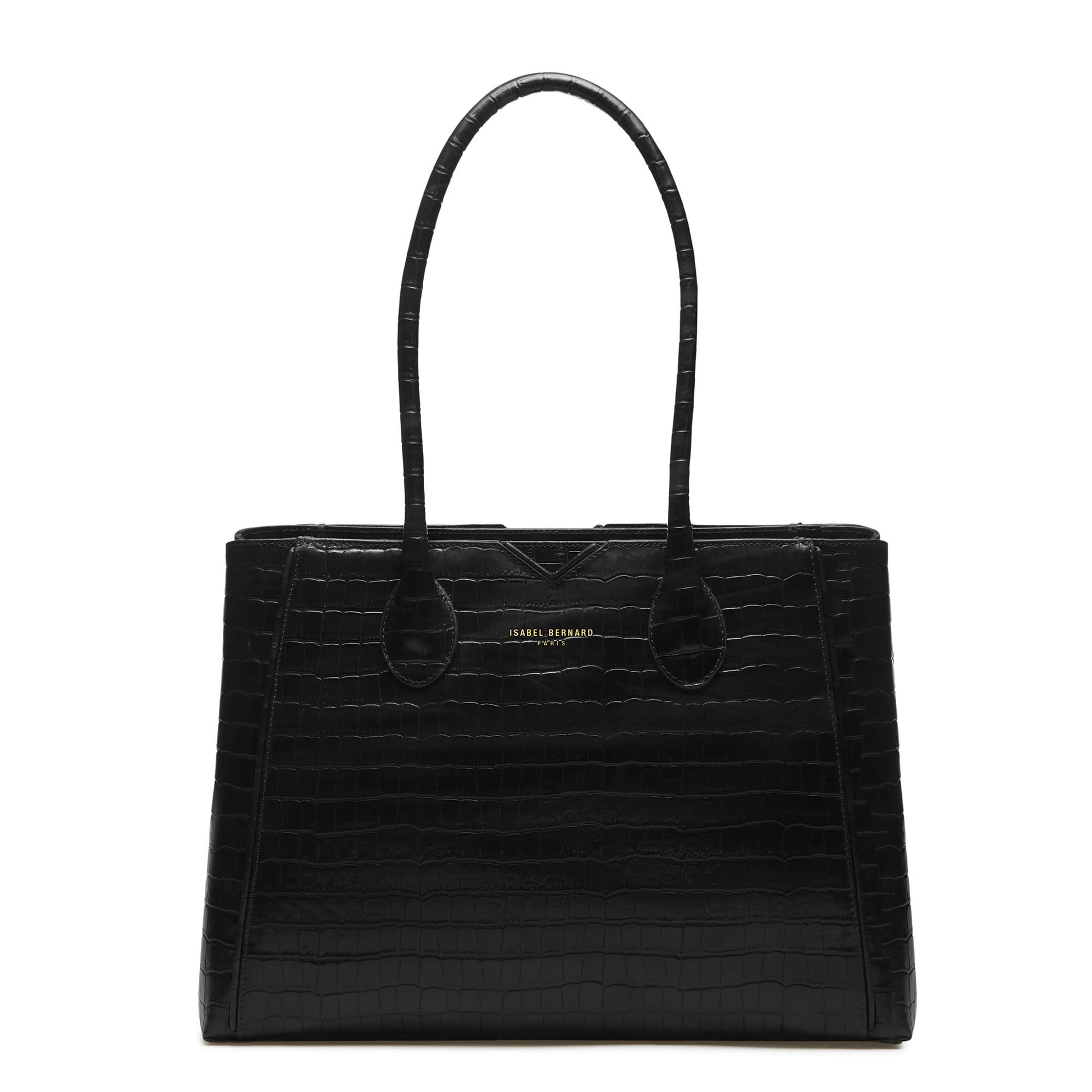 Honoré Cloe croco black calfskin leather handbag -  - Isabel Bernard