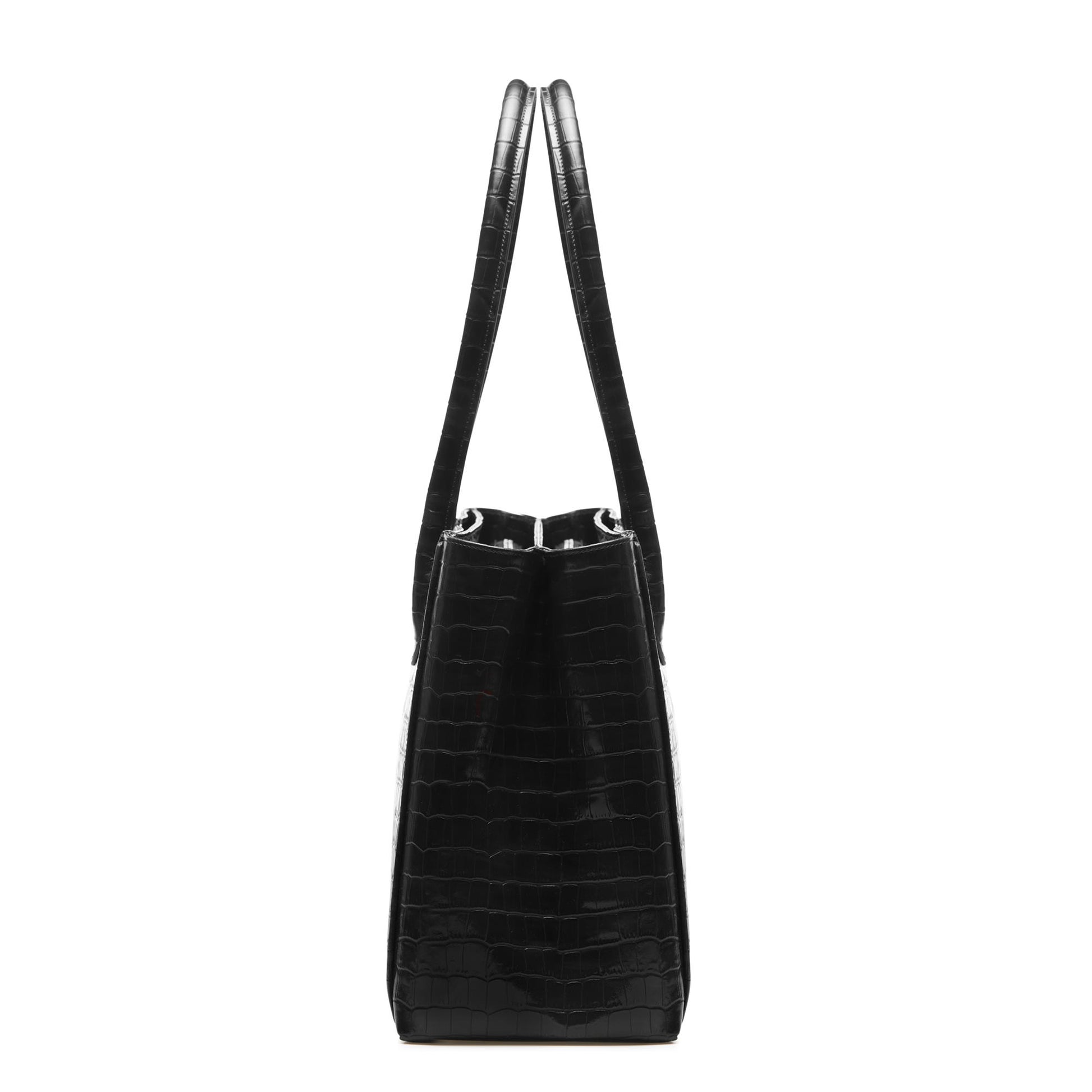 Honoré Cloe croco black calfskin leather handbag -  - Isabel Bernard