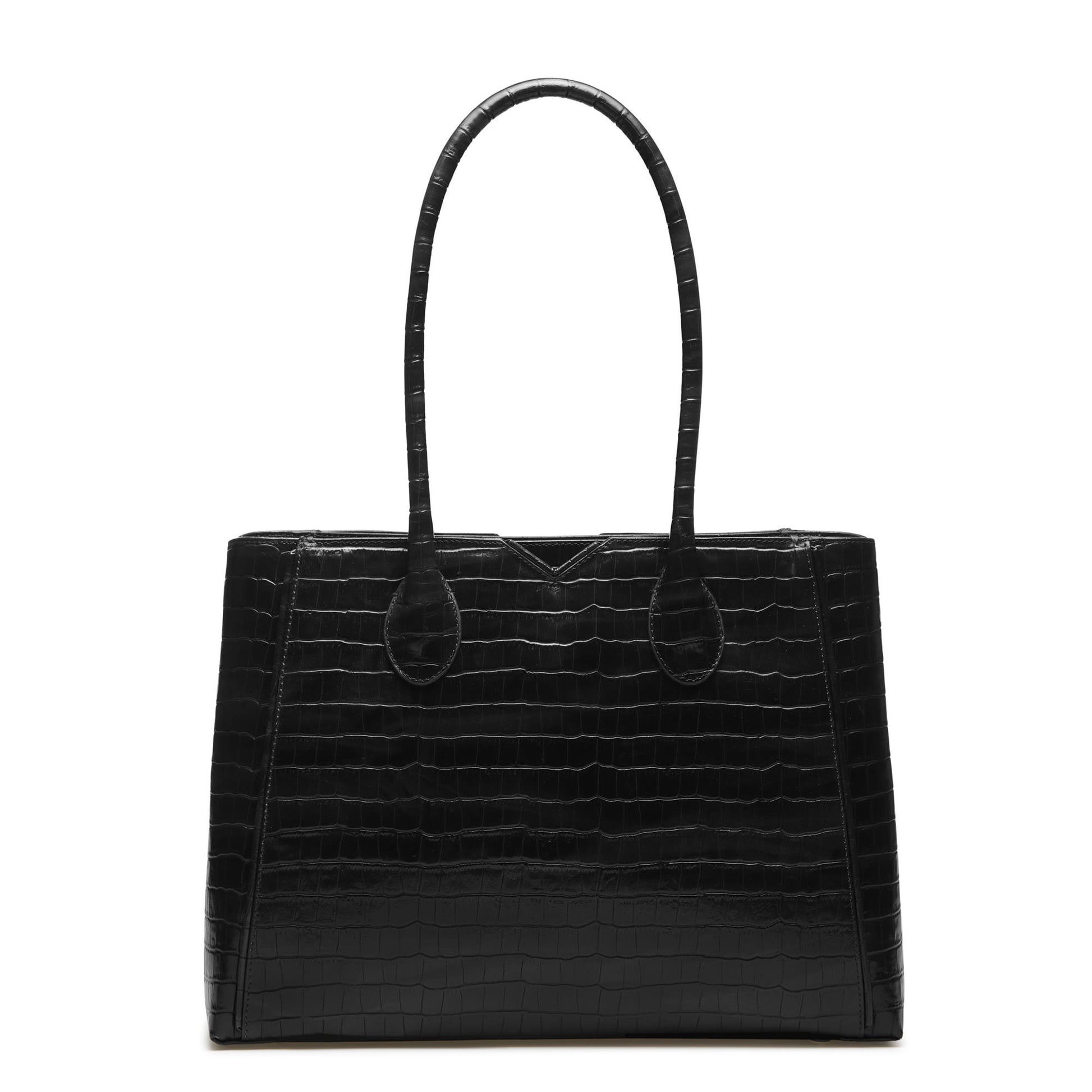 Honoré Cloe croco black calfskin leather handbag -  - Isabel Bernard