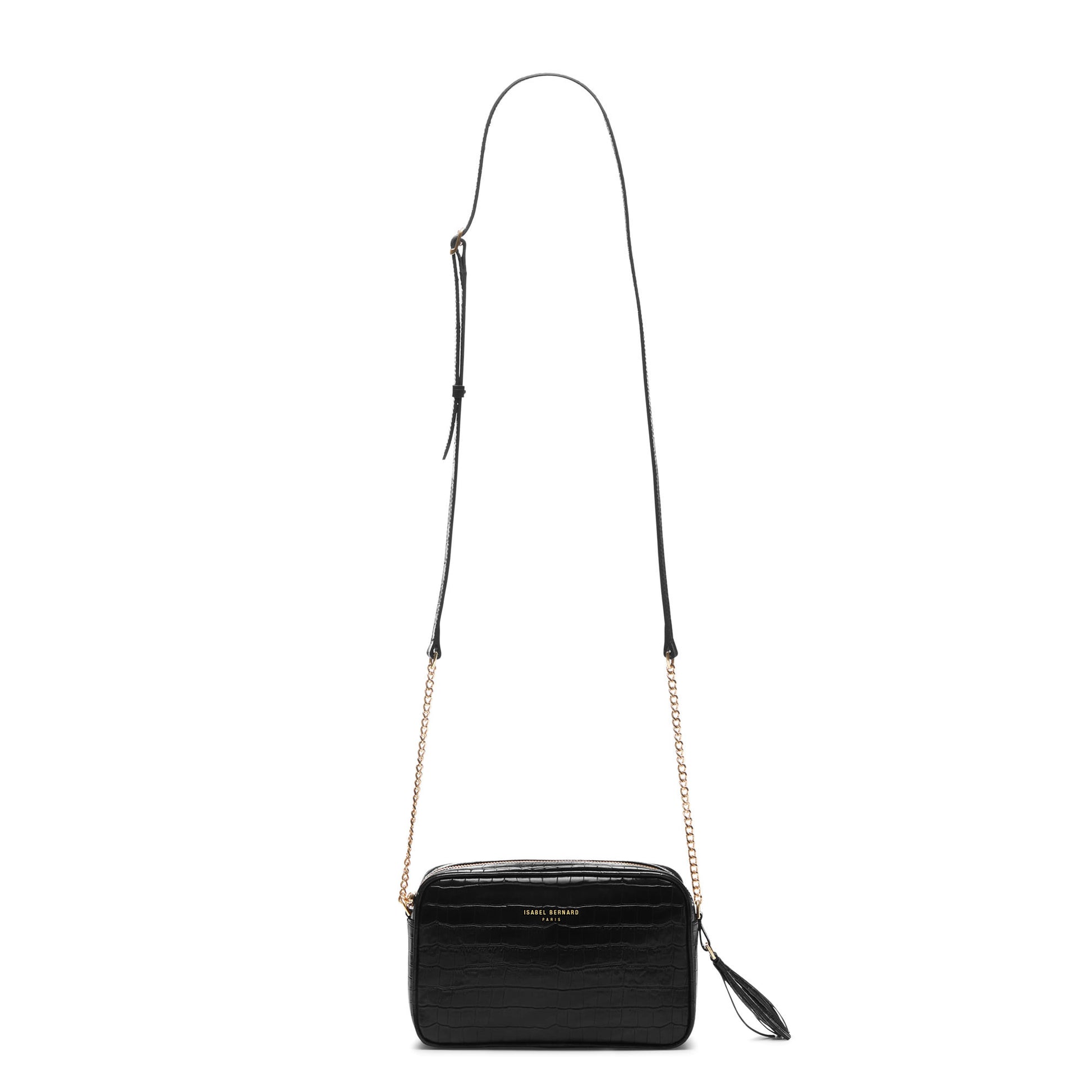 Honoré Lucie croco black calfskin leather crossbody bag -  - Isabel Bernard