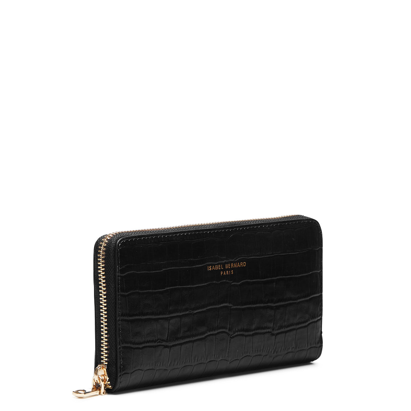 Honoré Léa croco black calfskin leather zipper wallet -  - Isabel Bernard