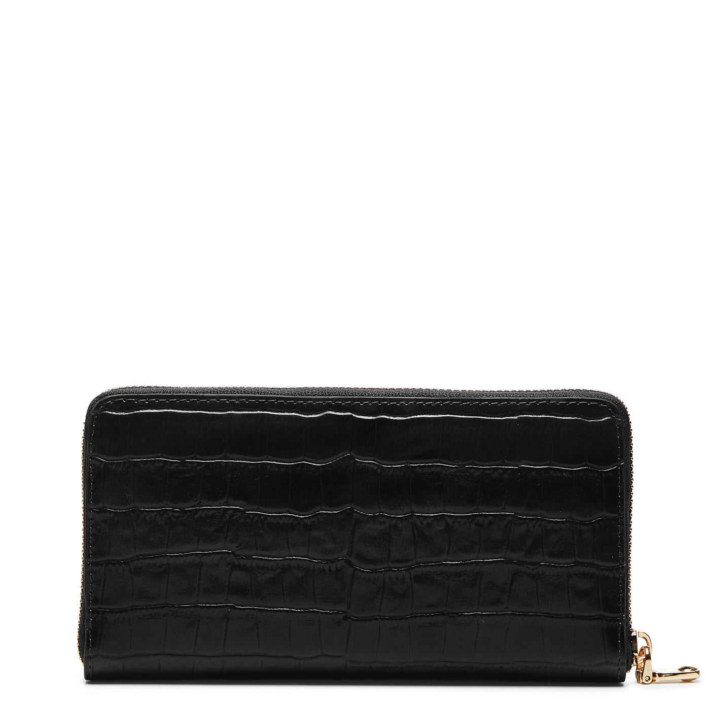 Honoré Léa croco black calfskin leather zipper wallet -  - Isabel Bernard