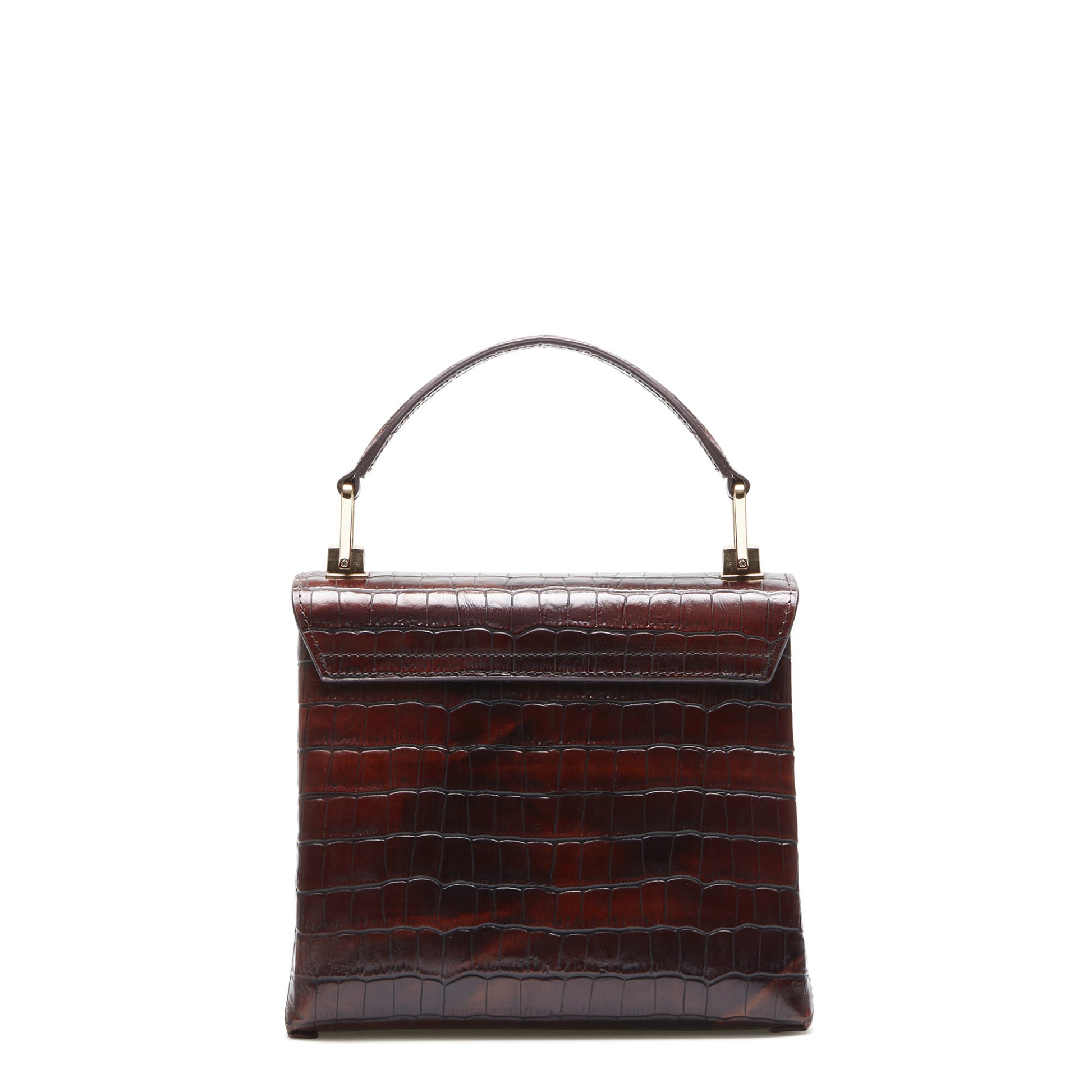 Femme Forte Heline croco brown calfskin leather handbag -  - Isabel Bernard