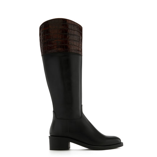 Vendôme Iris black with brown calfskin leather boots -  - Isabel Bernard