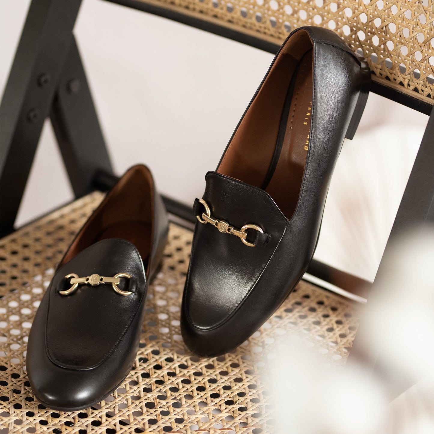 Vendôme Fleur black calfskin leather loafers -  - Isabel Bernard