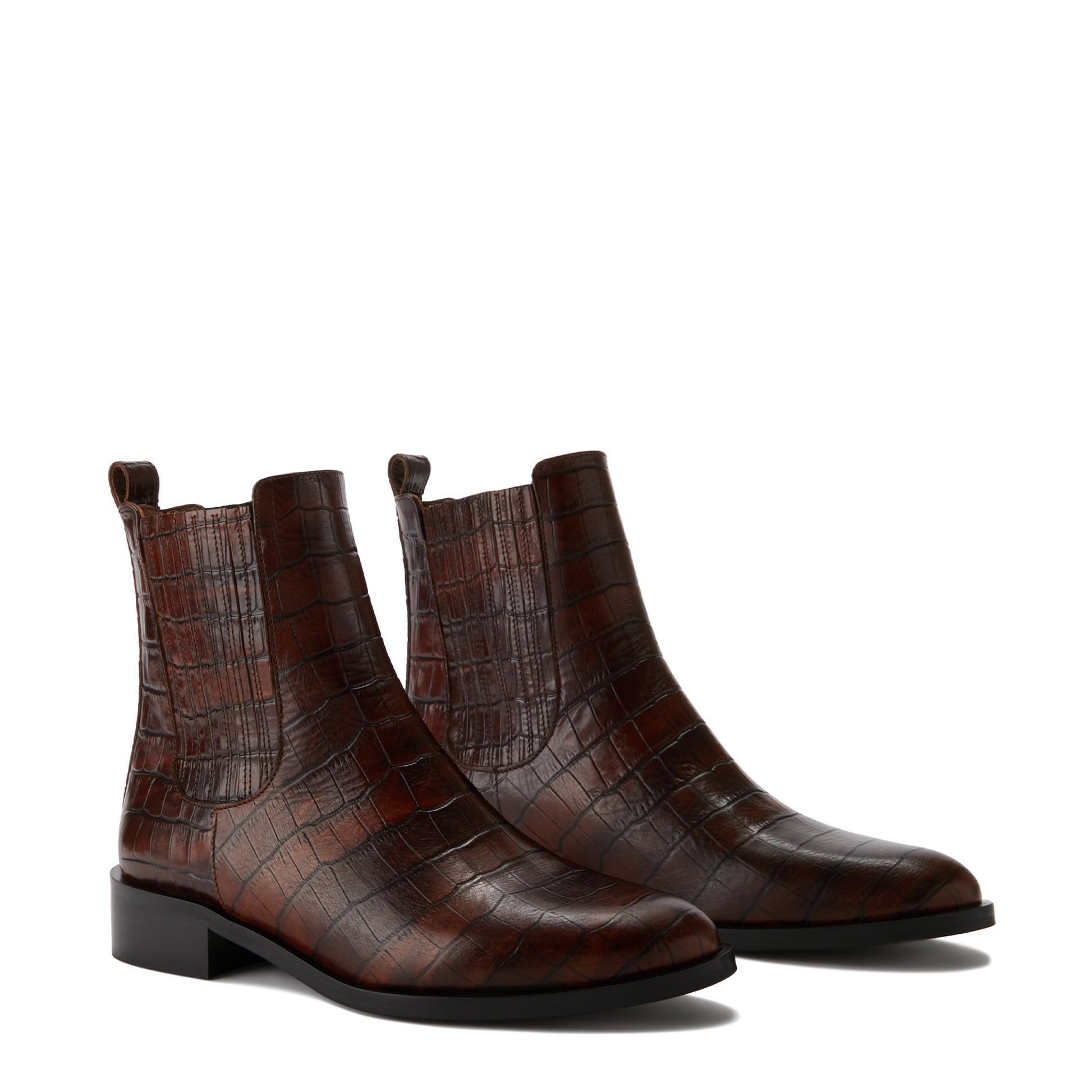 Vendôme Chey croco brown calfskin leather chelsea boots -  - Isabel Bernard