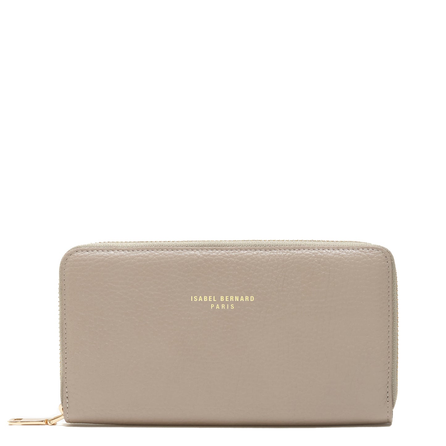 Honoré Léa taupe calfskin leather zipper wallet -  - Isabel Bernard