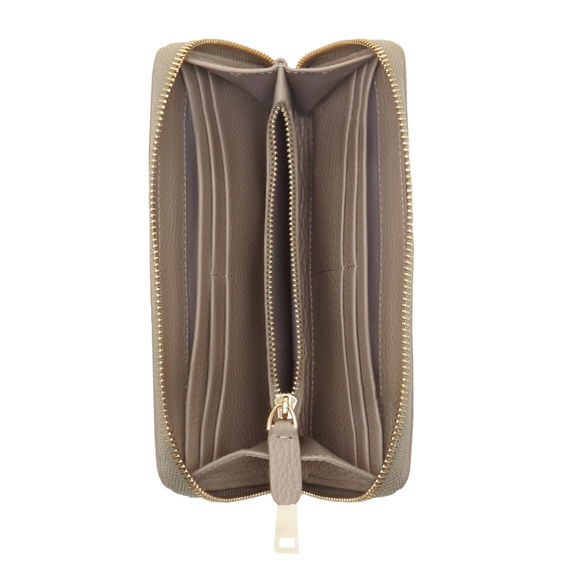 Honoré Léa taupe calfskin leather zipper wallet -  - Isabel Bernard