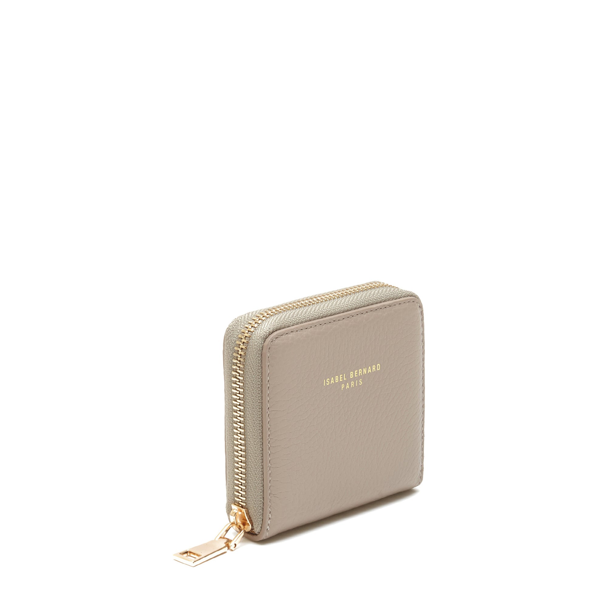 Honoré Jules taupe calfskin leather zipper wallet -  - Isabel Bernard