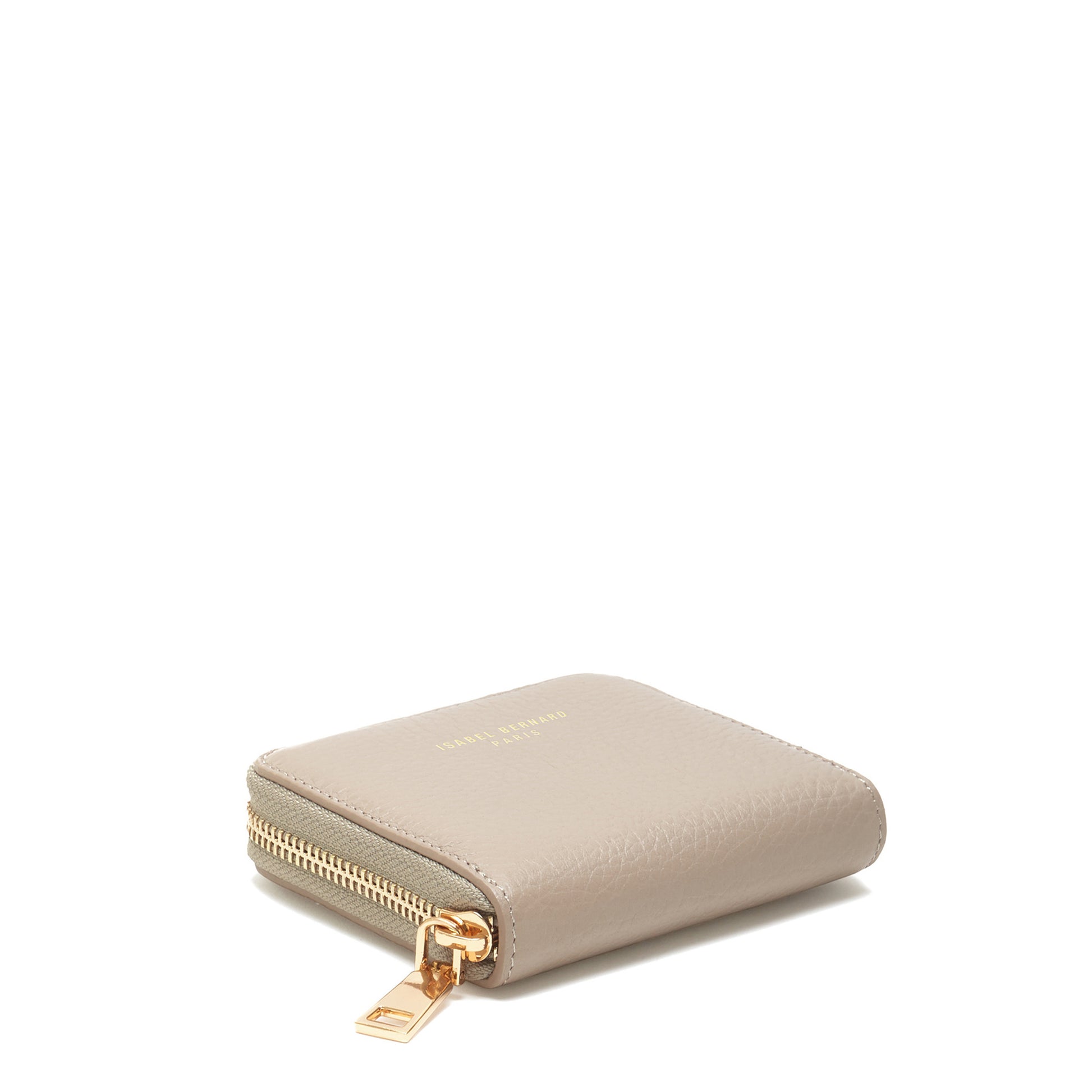 Honoré Jules taupe calfskin leather zipper wallet -  - Isabel Bernard