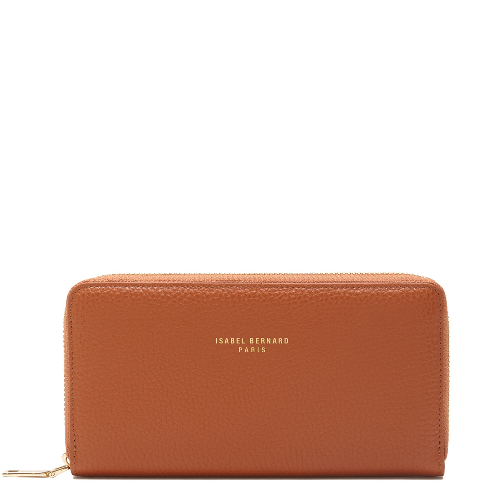 Honoré Léa cognac calfskin leather zipper wallet -  - Isabel Bernard