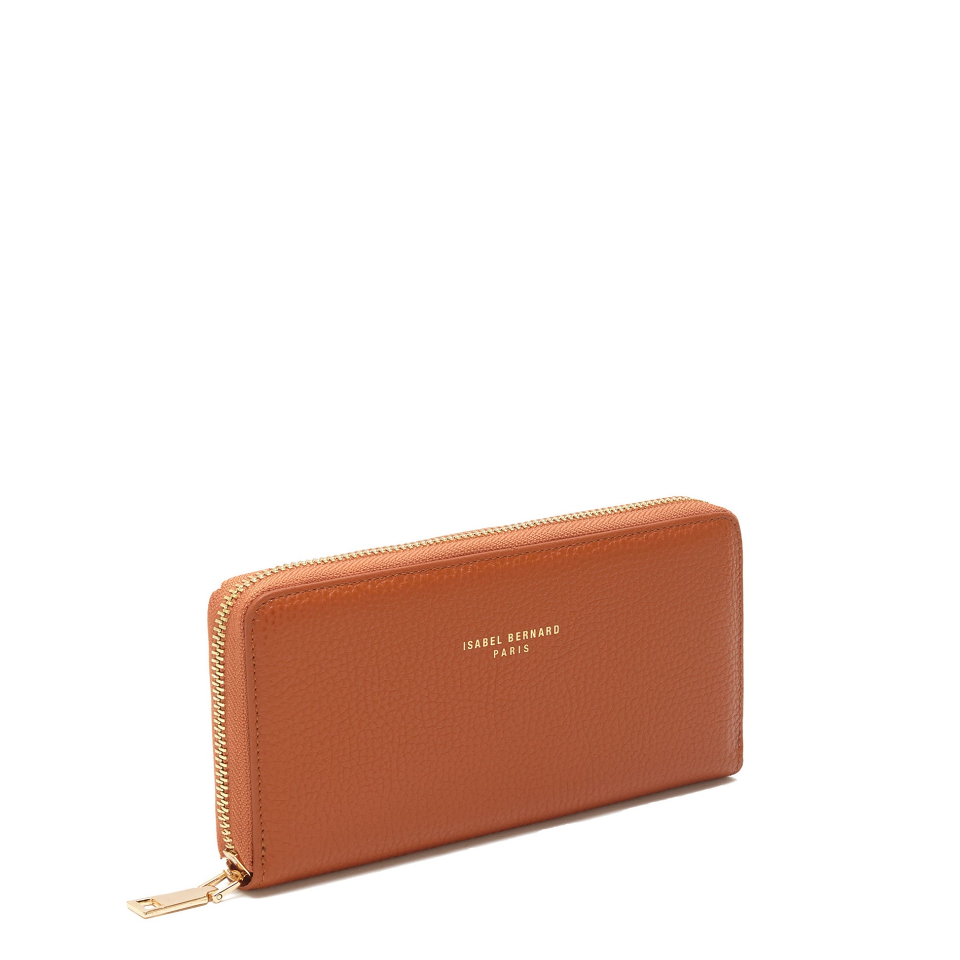 Honoré Léa cognac calfskin leather zipper wallet -  - Isabel Bernard