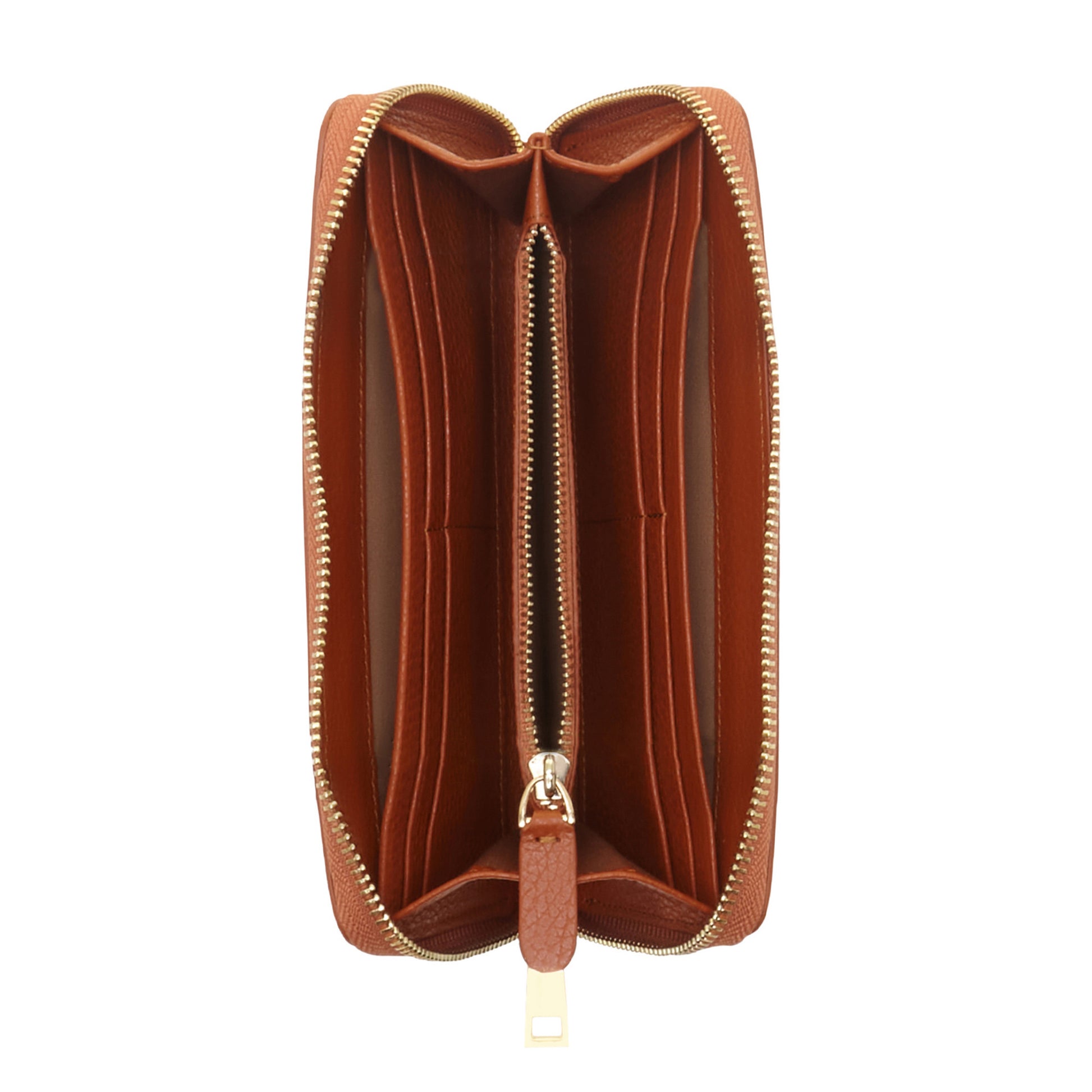 Honoré Léa cognac calfskin leather zipper wallet -  - Isabel Bernard