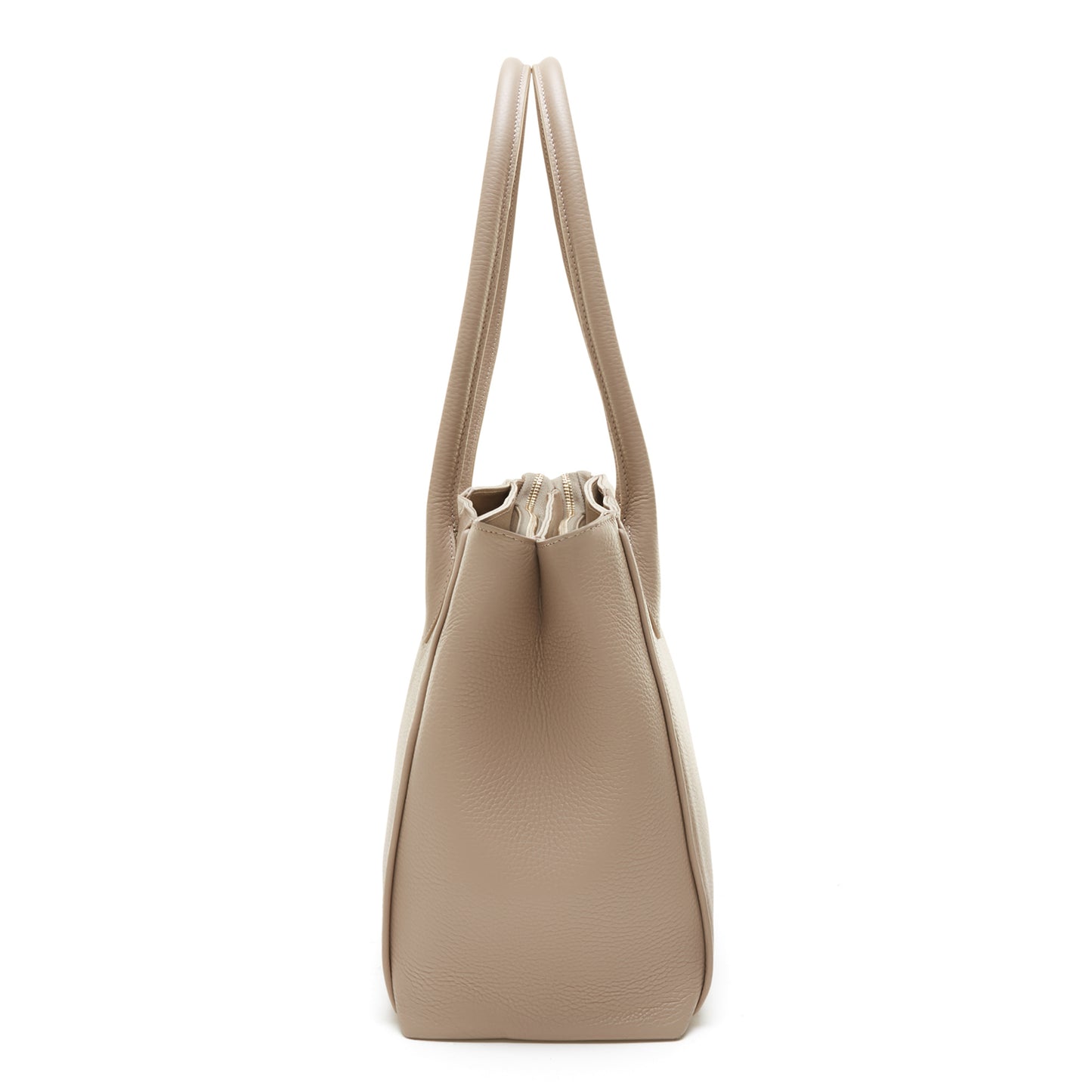 Cadeau d'Isabel taupe leren handtas en portemonnee met rits gift set van kalfsleer